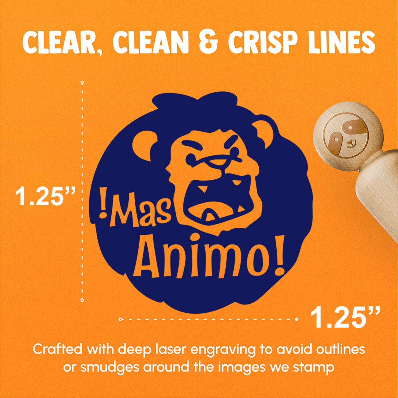 Mas Animo Lion Spanish Encouragement Teacher Stamp Rubber Stamp for Stamping Crafting Planners